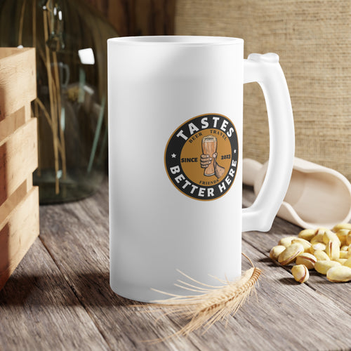 Frosted Beer Mug — Classic Glass Pint Beer Stein with Handle