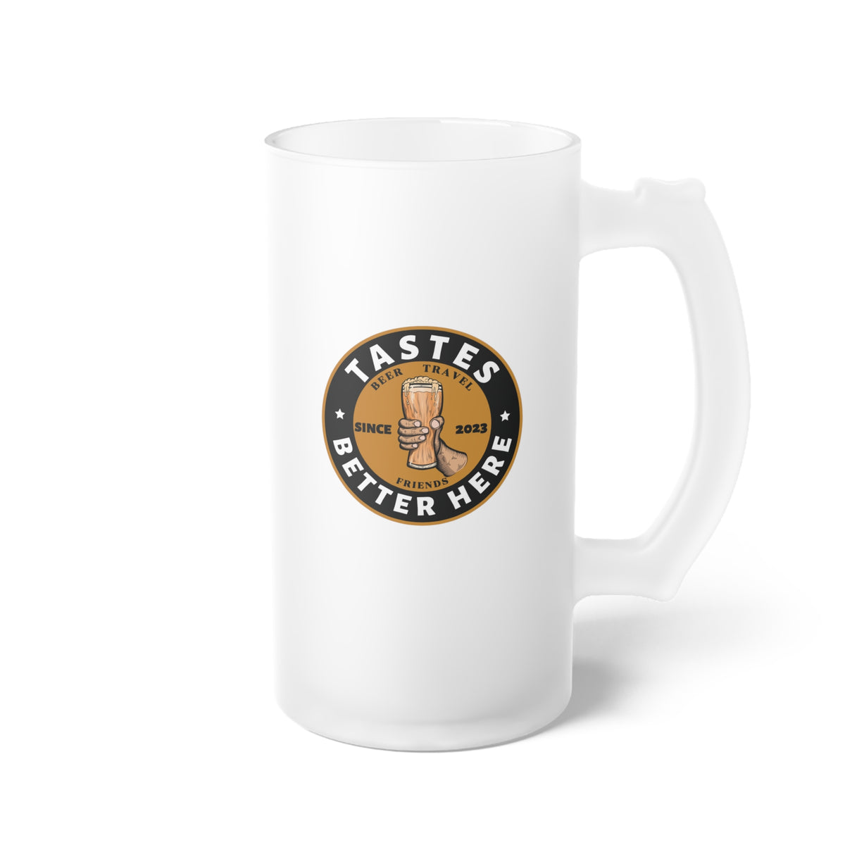 Frosted Beer Mug — Classic Glass Pint Beer Stein with Handle